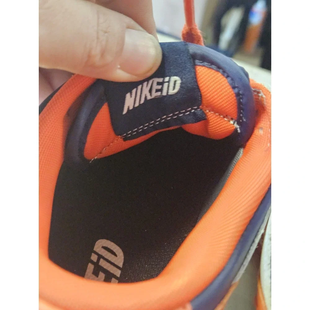 NIKEID BEARS THEME Sz 7.5 Lace-Up Athletic Colorblock Sneakers Blue White Orange